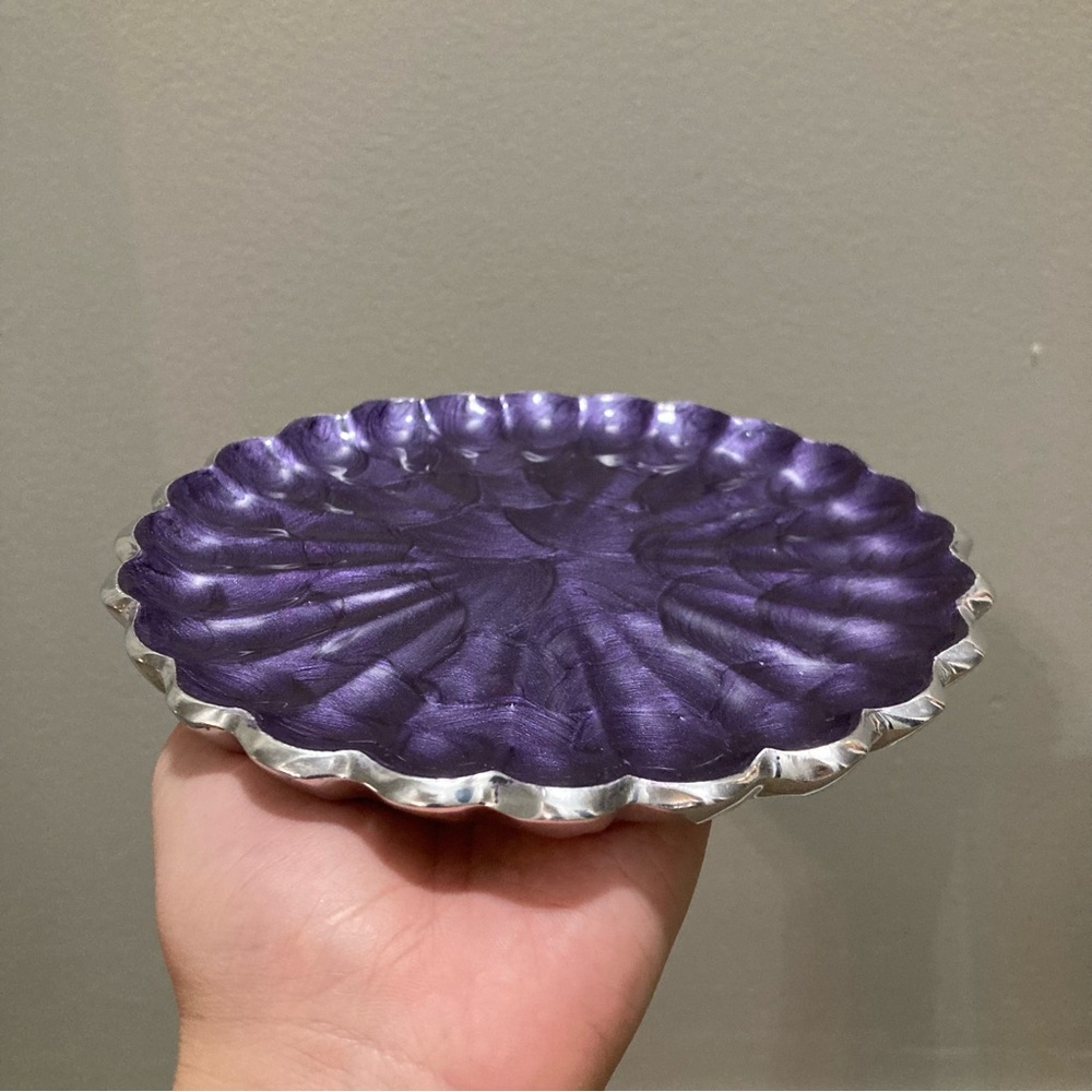 Set of 4 Julia Knight 7” Peony Cocktail Plates - Sugar Plum - Picture 3 of 8